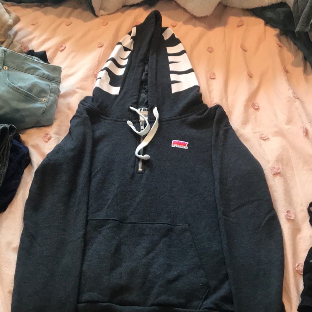 Quarter zip hooded PINK jacket